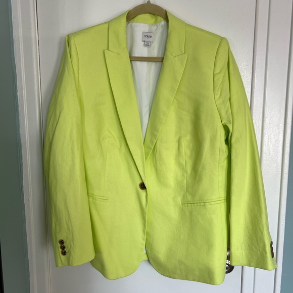 JCREW Factory Linen Cotton Blazer - size 16 - Neon Daffodil - Picture 1 of 3